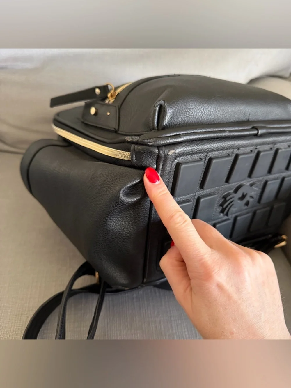 Itzy Ritzy Mini Black Faux Leather diaper Backpack